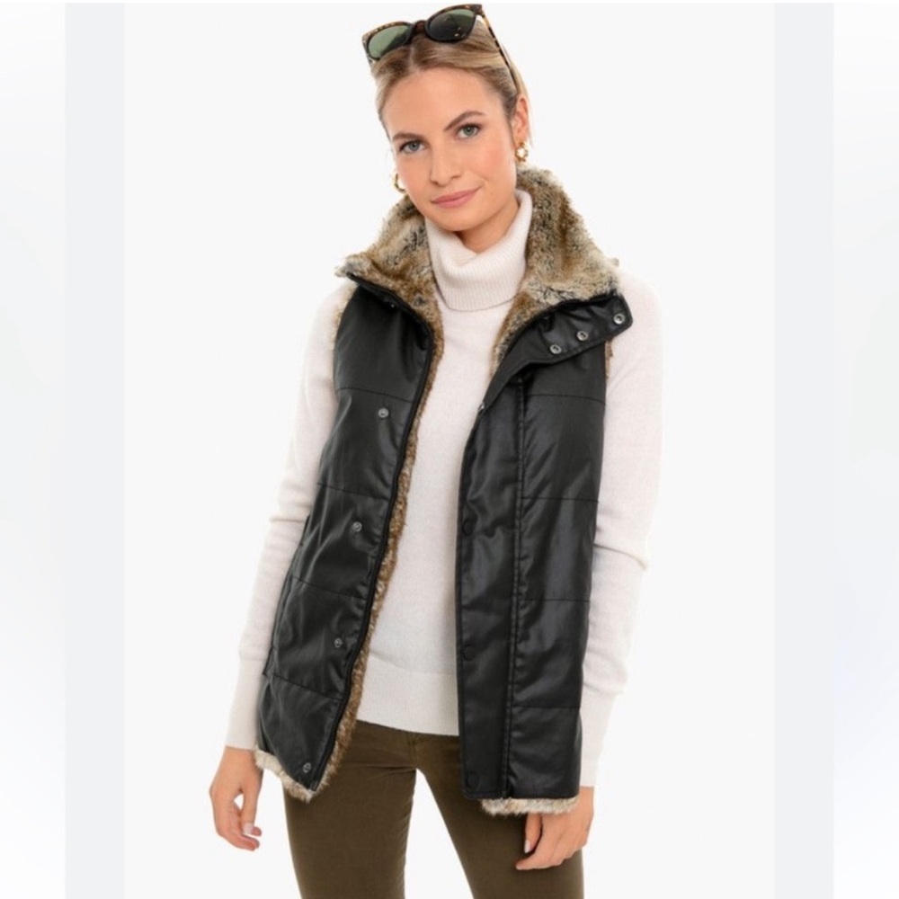 Tuckernuck Black Faux Fur Trim Vest